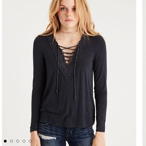 AE- Lace on Lace Trim Top